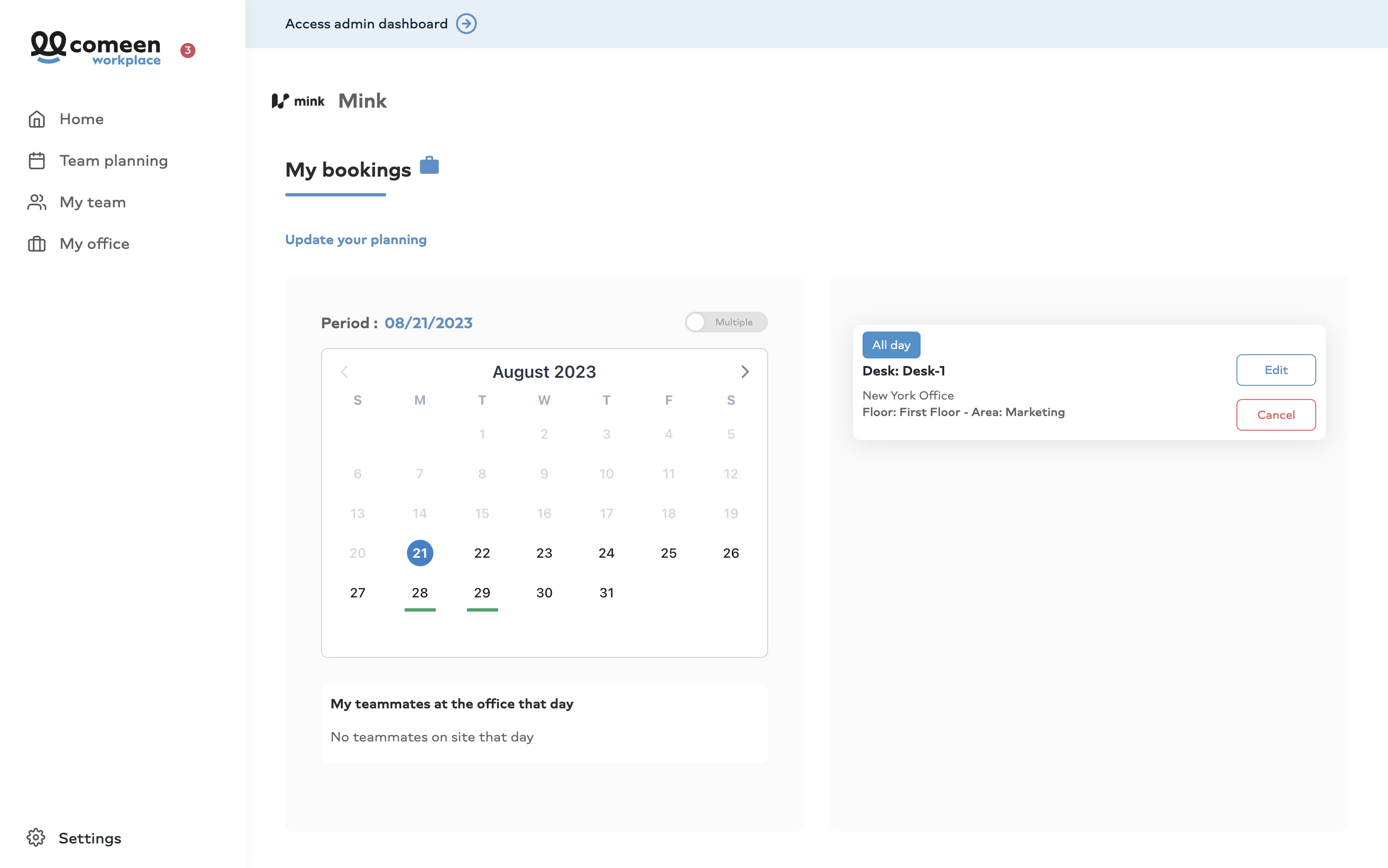 Synchronizing the Google Calendar working location Comeen Help Center