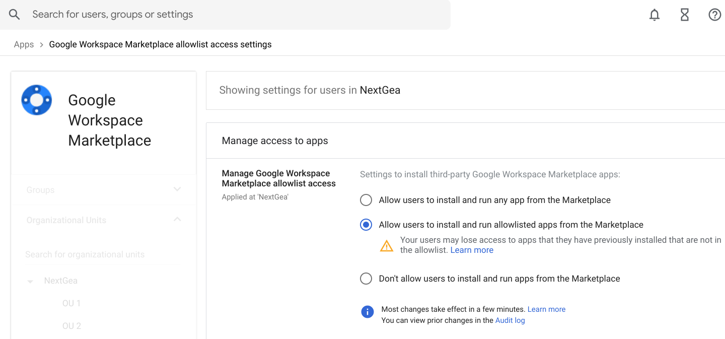 Google workspace marketplace settings comeen help center