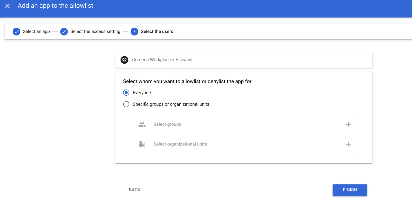 Google Workspace Marketplace Settings – Comeen Help Center