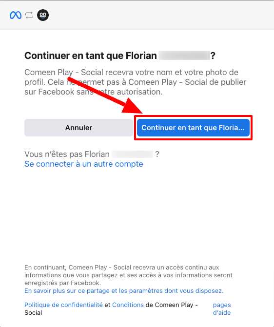 Autorisation Facebook