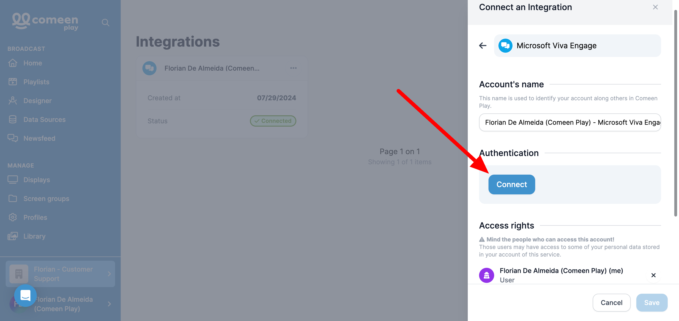 Cliquer sur Connecter