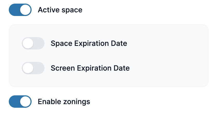Paramètres de l'espace