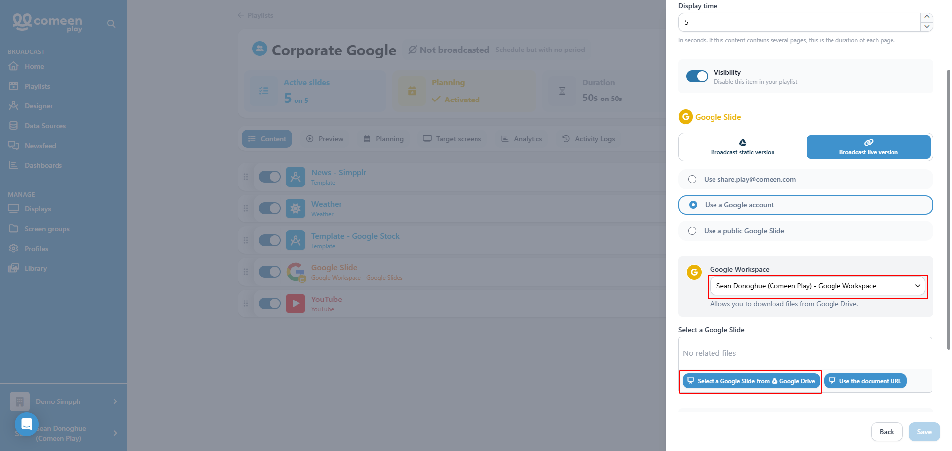 Sélectionner Google Slides